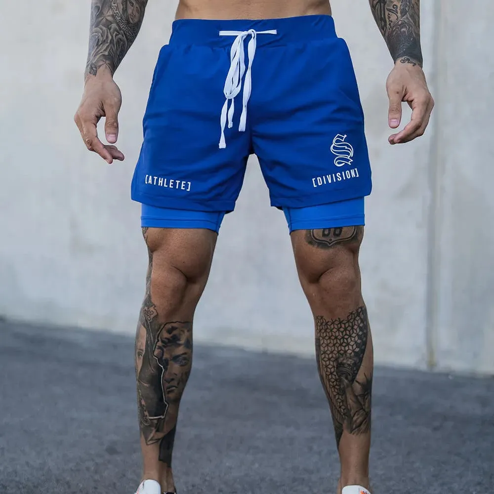 2 In 1 Running Shorts Men 2022 Gym Shorts Sport Man 2 In 1 Double-deck Quick Dry Fitness Pants Jogging Pants