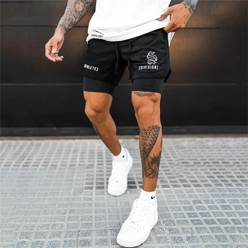 2 In 1 Running Shorts Men 2022 Gym Shorts Sport Man 2 In 1 Double-deck Quick Dry Fitness Pants Jogging Pants