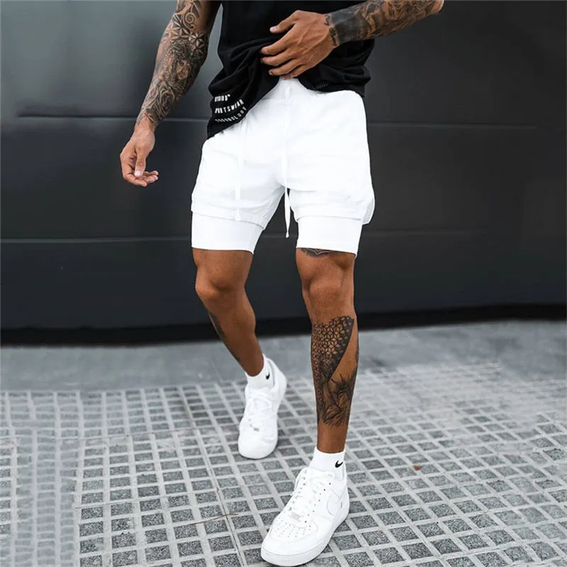 2 In 1 Running Shorts Men 2022 Gym Shorts Sport Man 2 In 1 Double-deck Quick Dry Fitness Pants Jogging Pants
