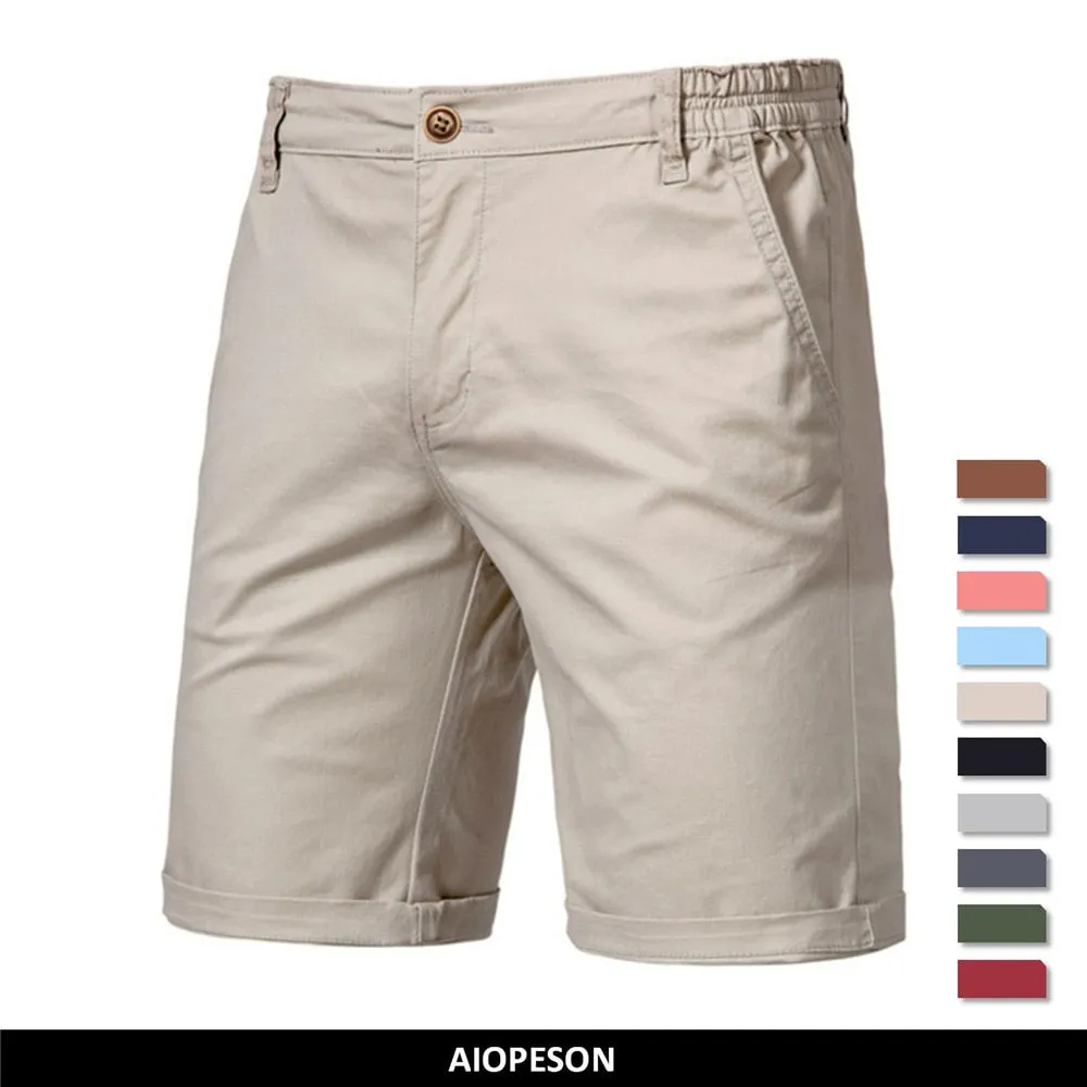 2021 New Summer 100% Cotton Solid Shorts Men High Quality