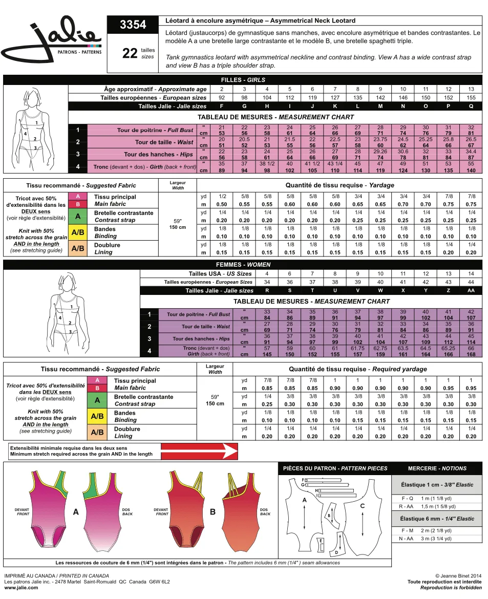 3354 // Asymmetrical Gymnastics Leotard