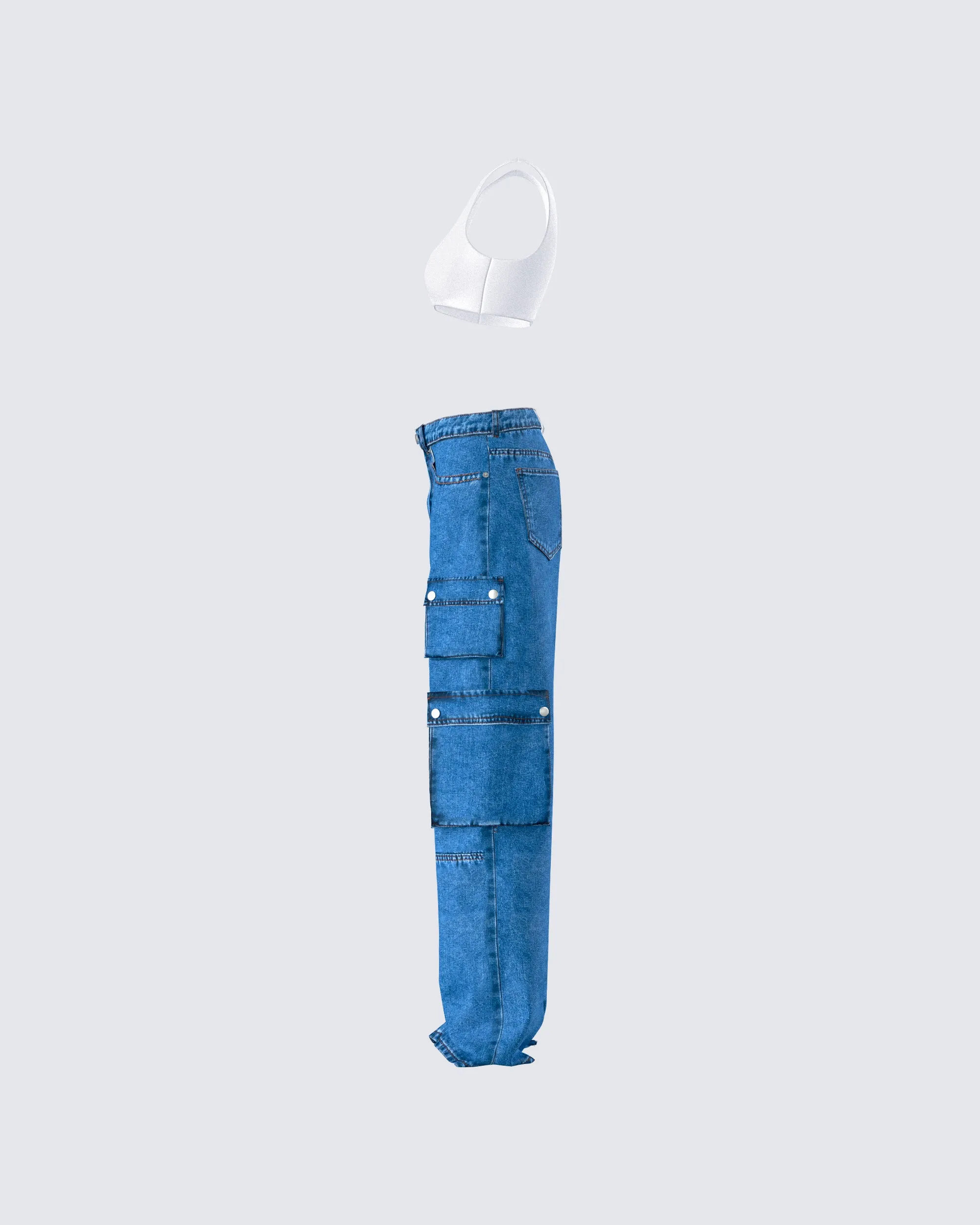 Agnetha Denim Cargo Set