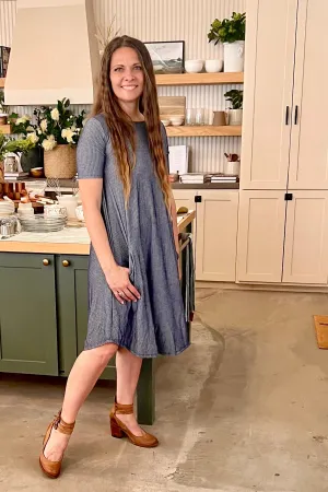 April Dress Denim Blue Ribbed