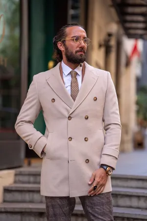 Beige Slim Fit Long Coat by gentwith