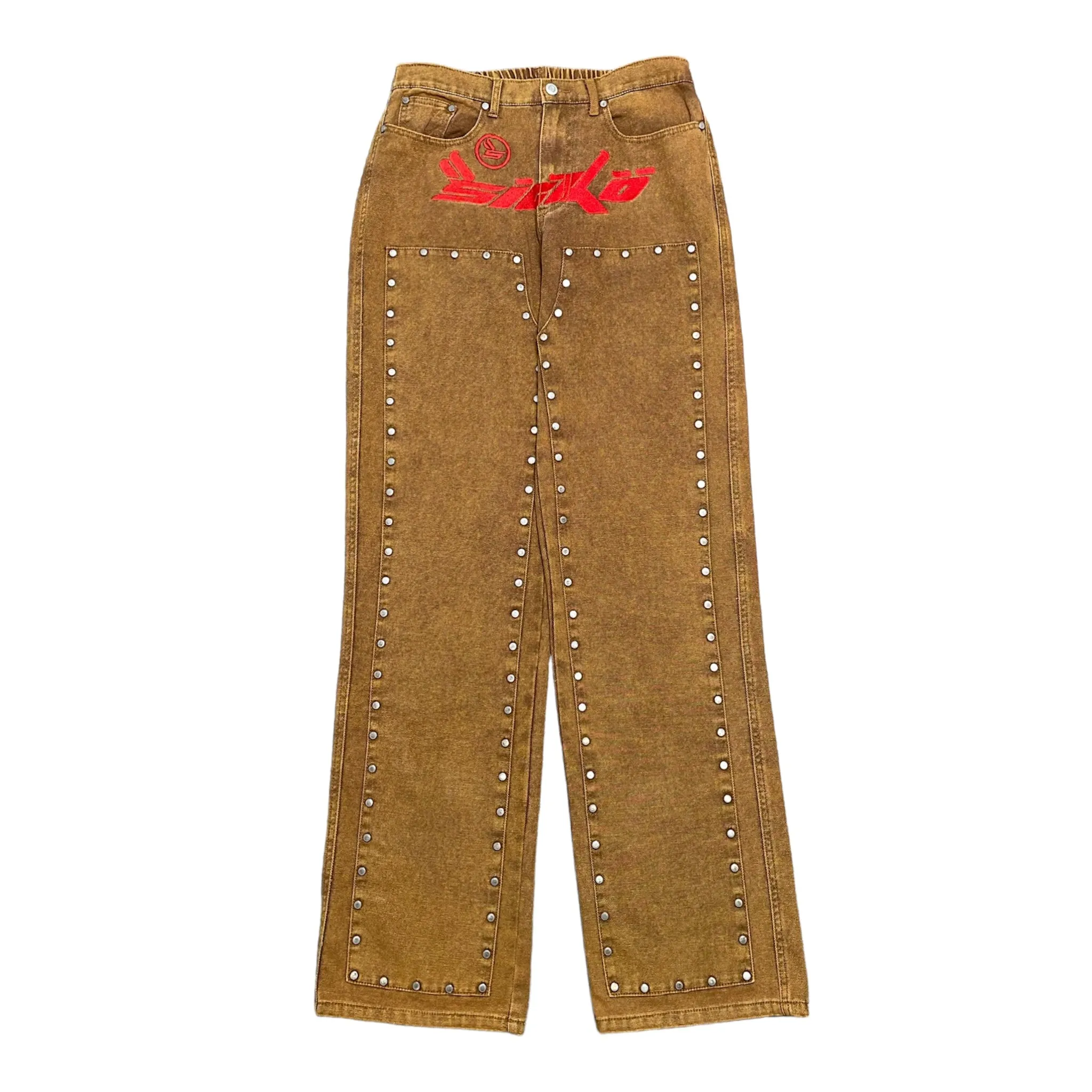 Bornfrompain x AFB Sicko Double Knee Studded Pants Caramel Pre-Owned
