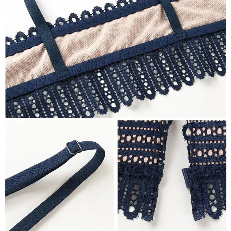 Breathable lace bra with front buckle