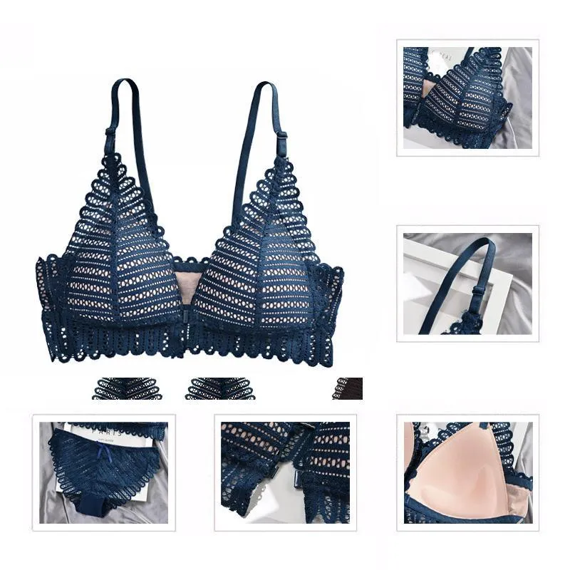 Breathable lace bra with front buckle