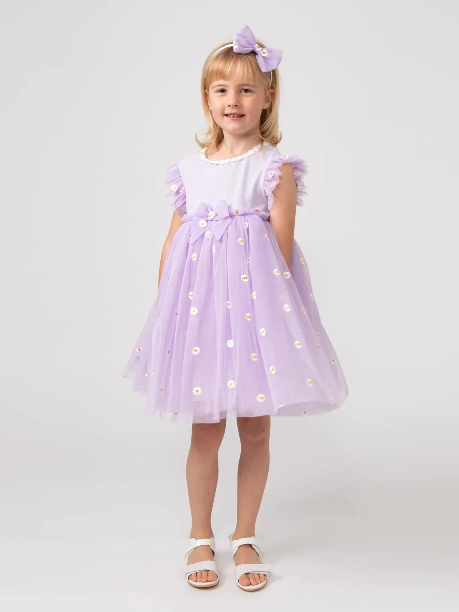 Caramelo Daisy Tulle Dress - Lilac