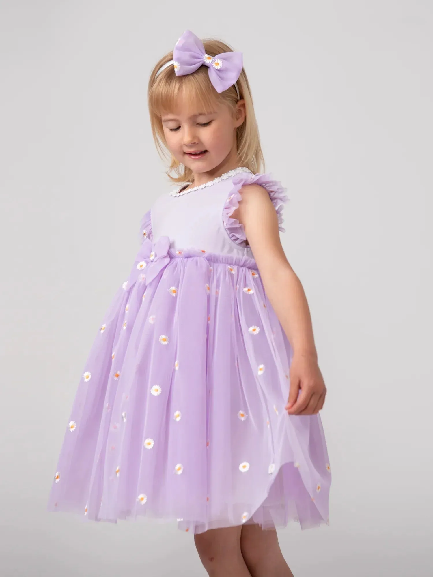 Caramelo Daisy Tulle Dress - Lilac