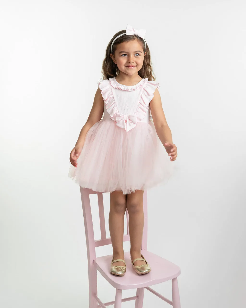 Caramelo Daisy Tulle Dress - Pink