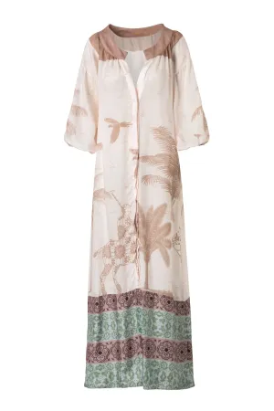 Chavela Cotton-silk Tunic / Ivory Palms