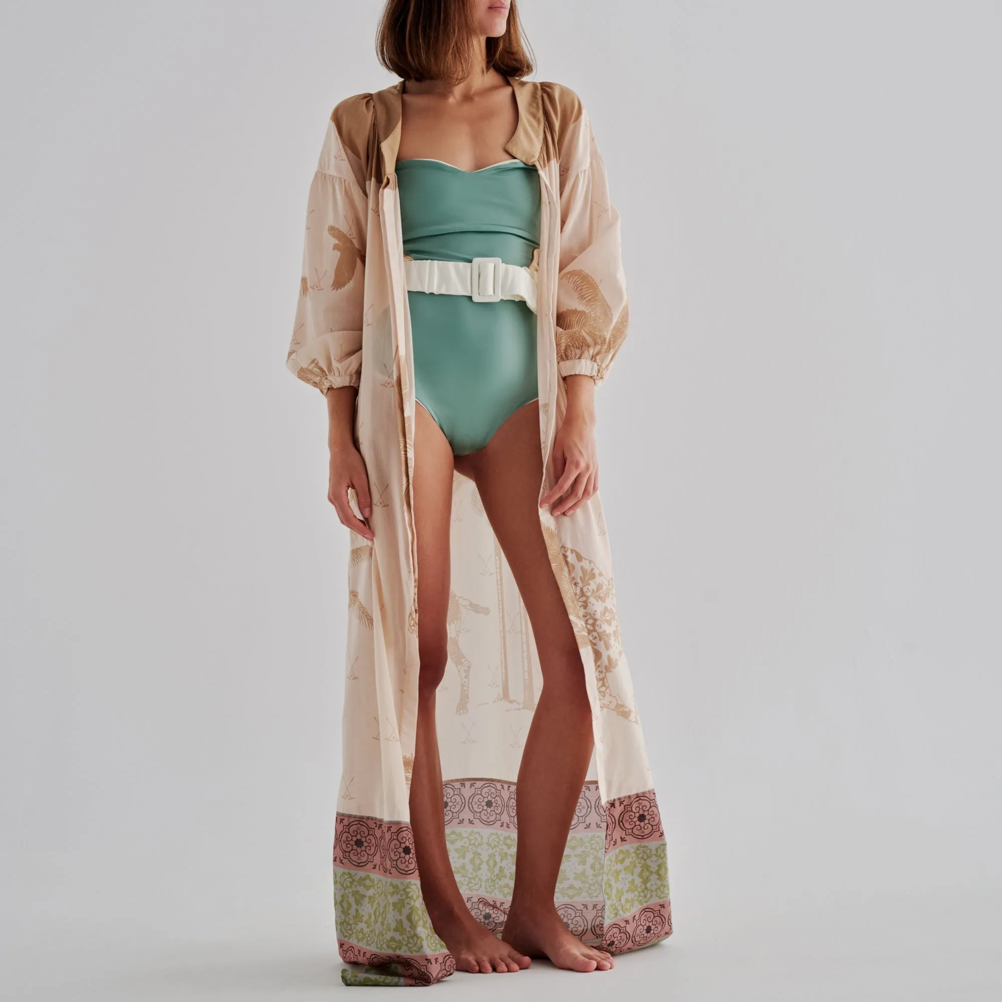 Chavela Cotton-silk Tunic / Ivory Palms
