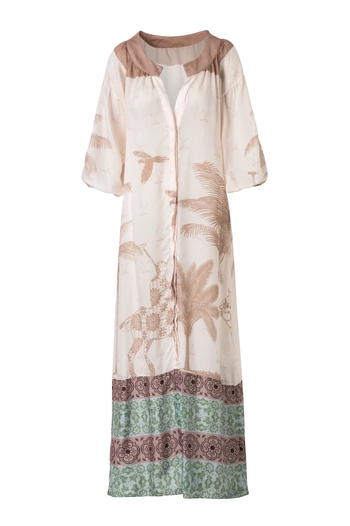 Chavela Cotton-silk Tunic / Ivory Palms