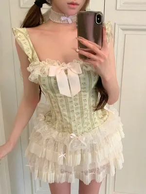 Cottage Charm lace corset top and skirt