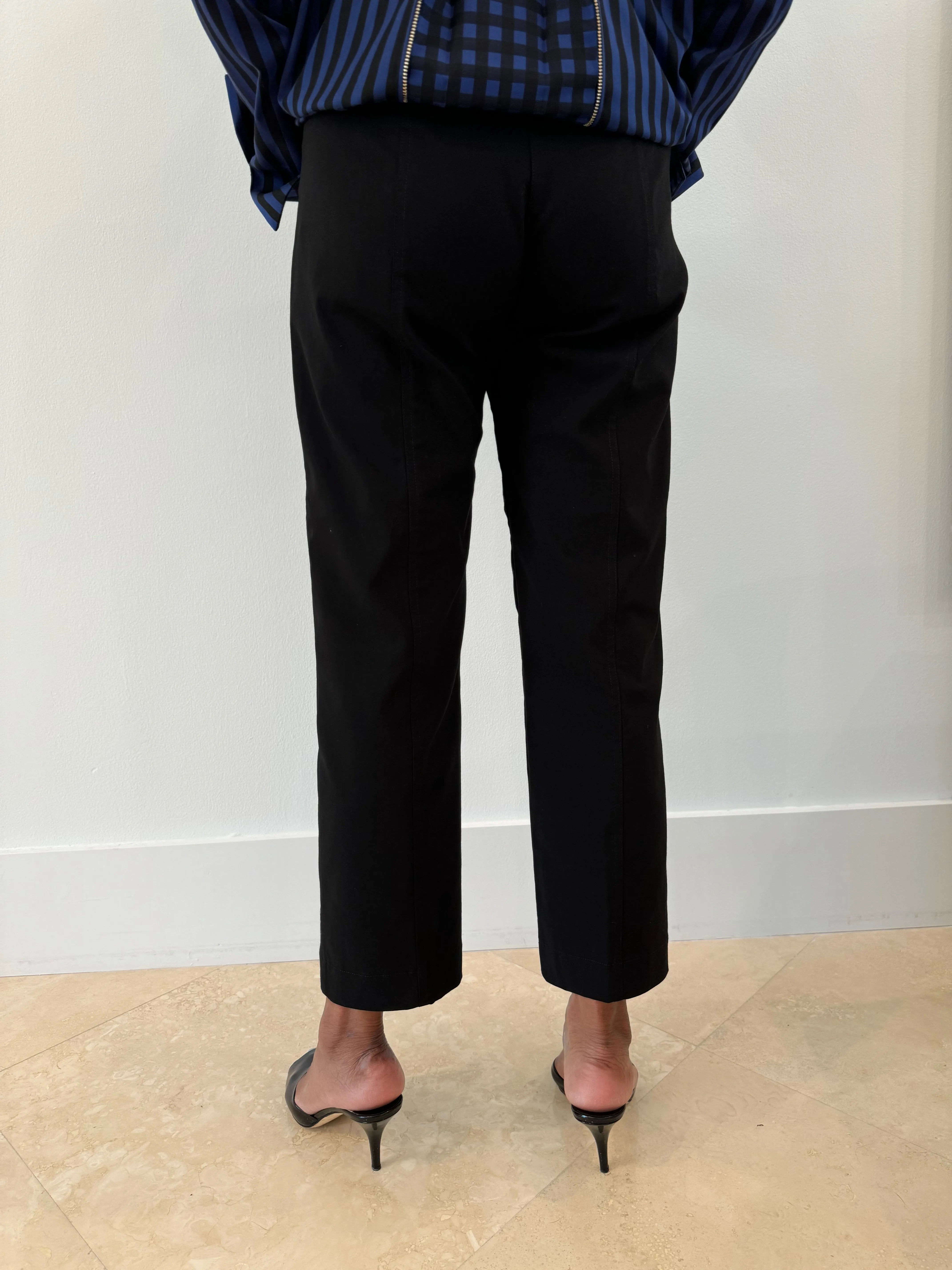 Crop Cargo Pants With Rivet Details - Black