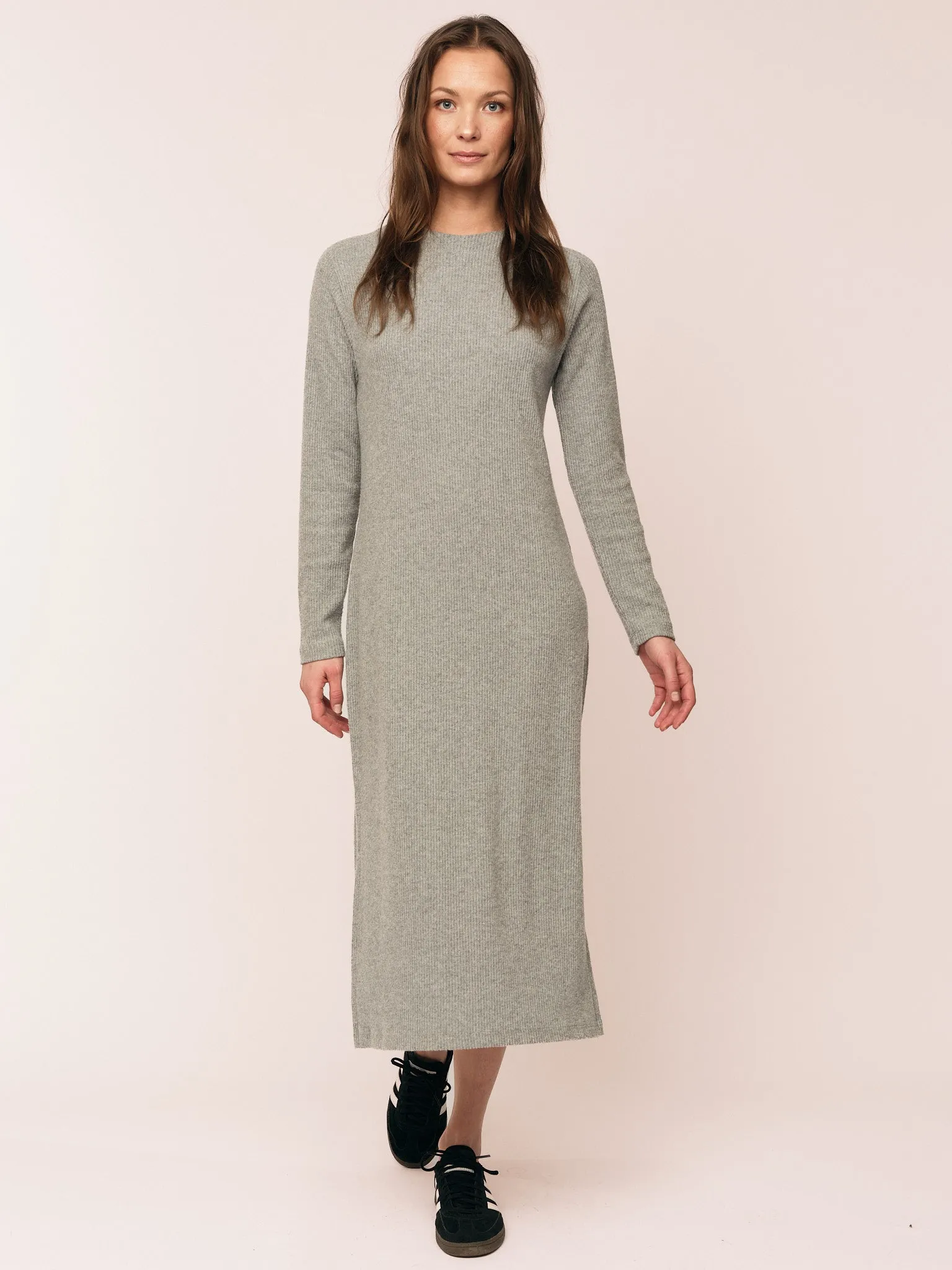 Daniela Rib Dress - Dark Grey Melange