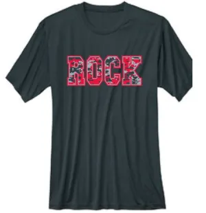 DIGITAL CAMO DESIGN MOISTURE WICKING T-Shirt <br>BLACK with ATHLETIC RED & LIGHT GRAY INK
