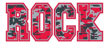 DIGITAL CAMO DESIGN MOISTURE WICKING T-Shirt <br>BLACK with ATHLETIC RED & LIGHT GRAY INK