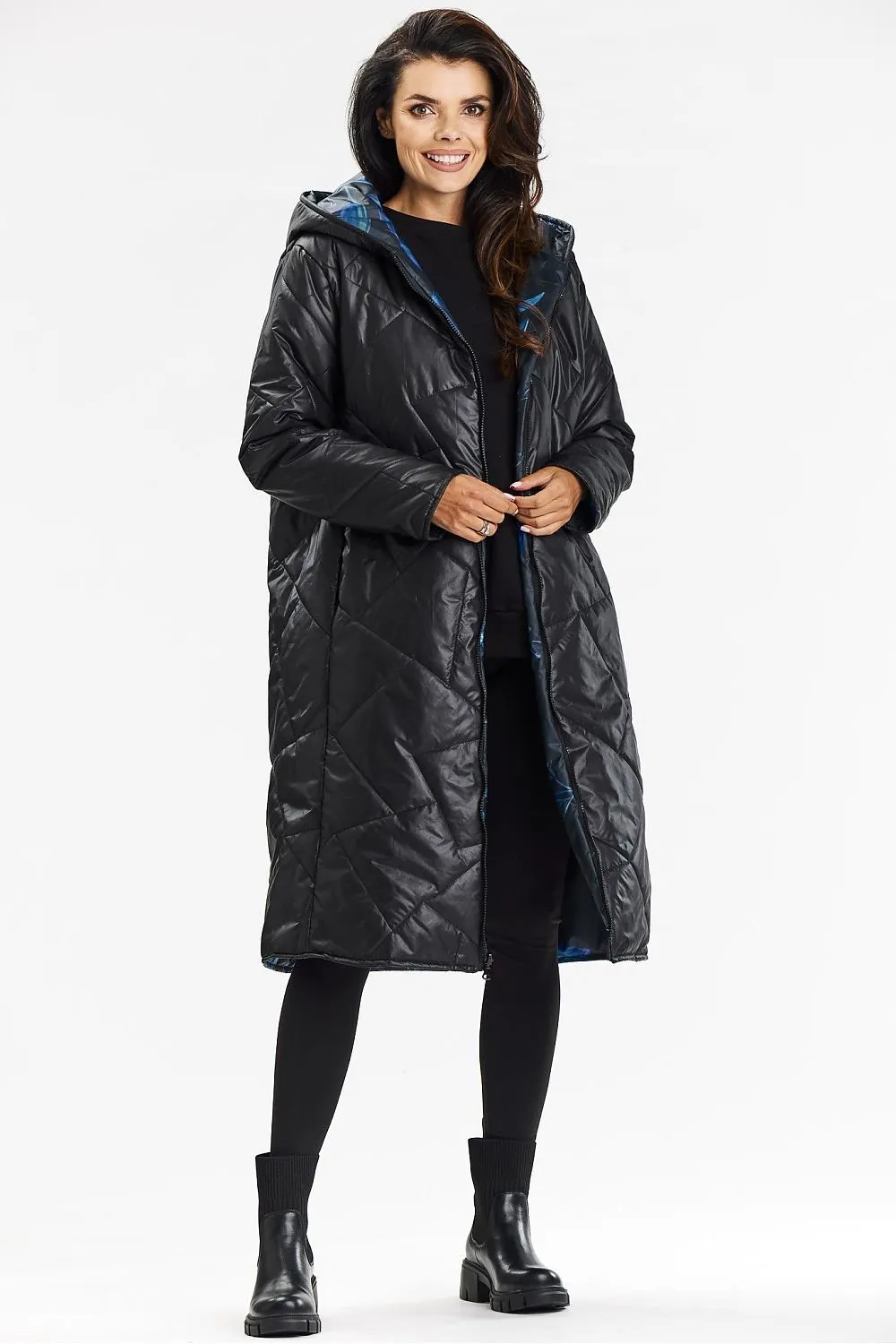 Double-Sided Zipper Hooded Coat