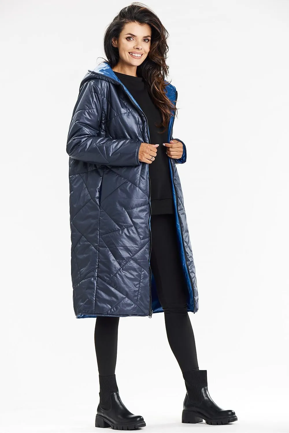 Double-Sided Zipper Hooded Coat