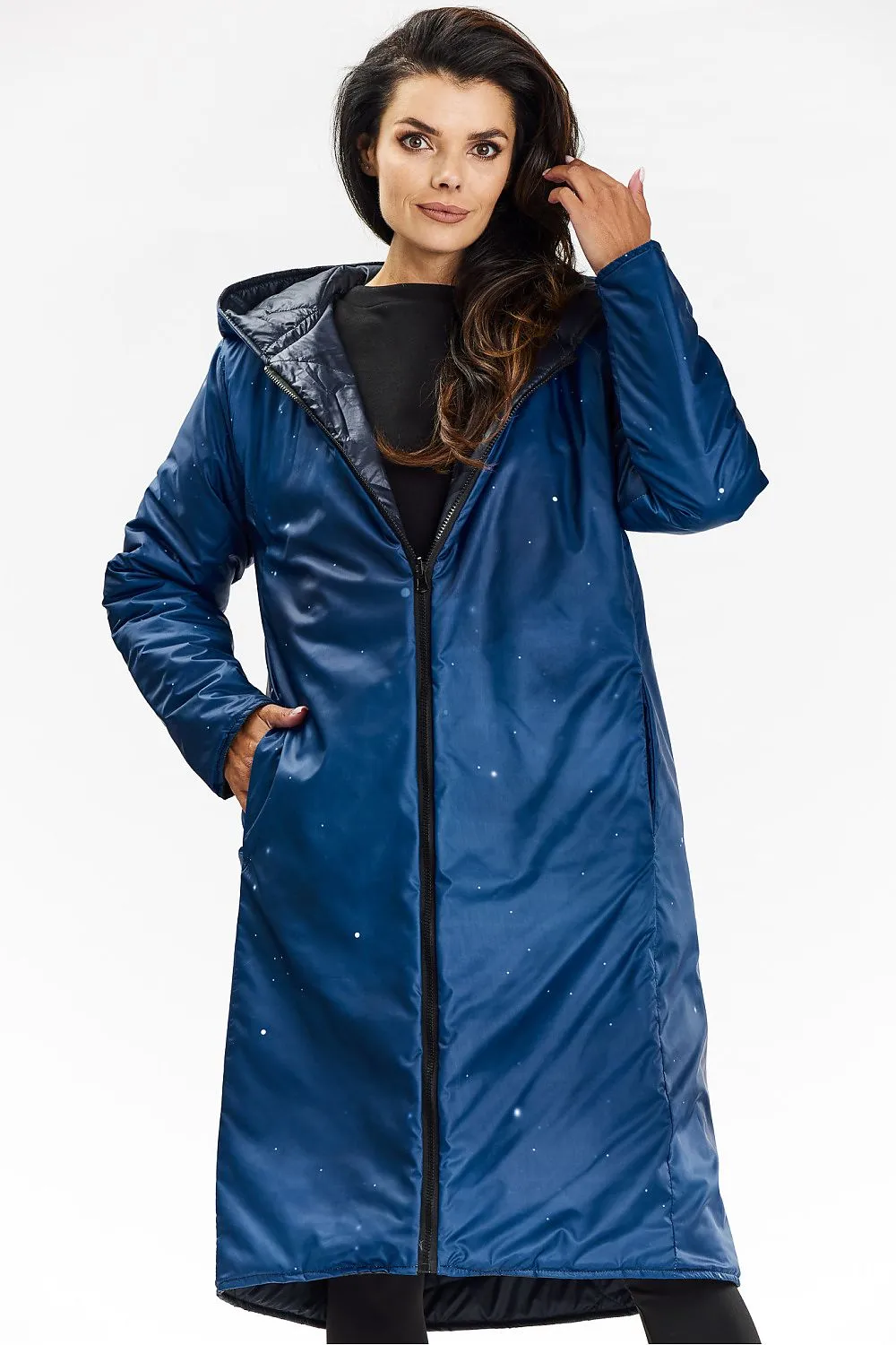 Double-Sided Zipper Hooded Coat