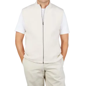 Ecru Wool Fleece Gilet