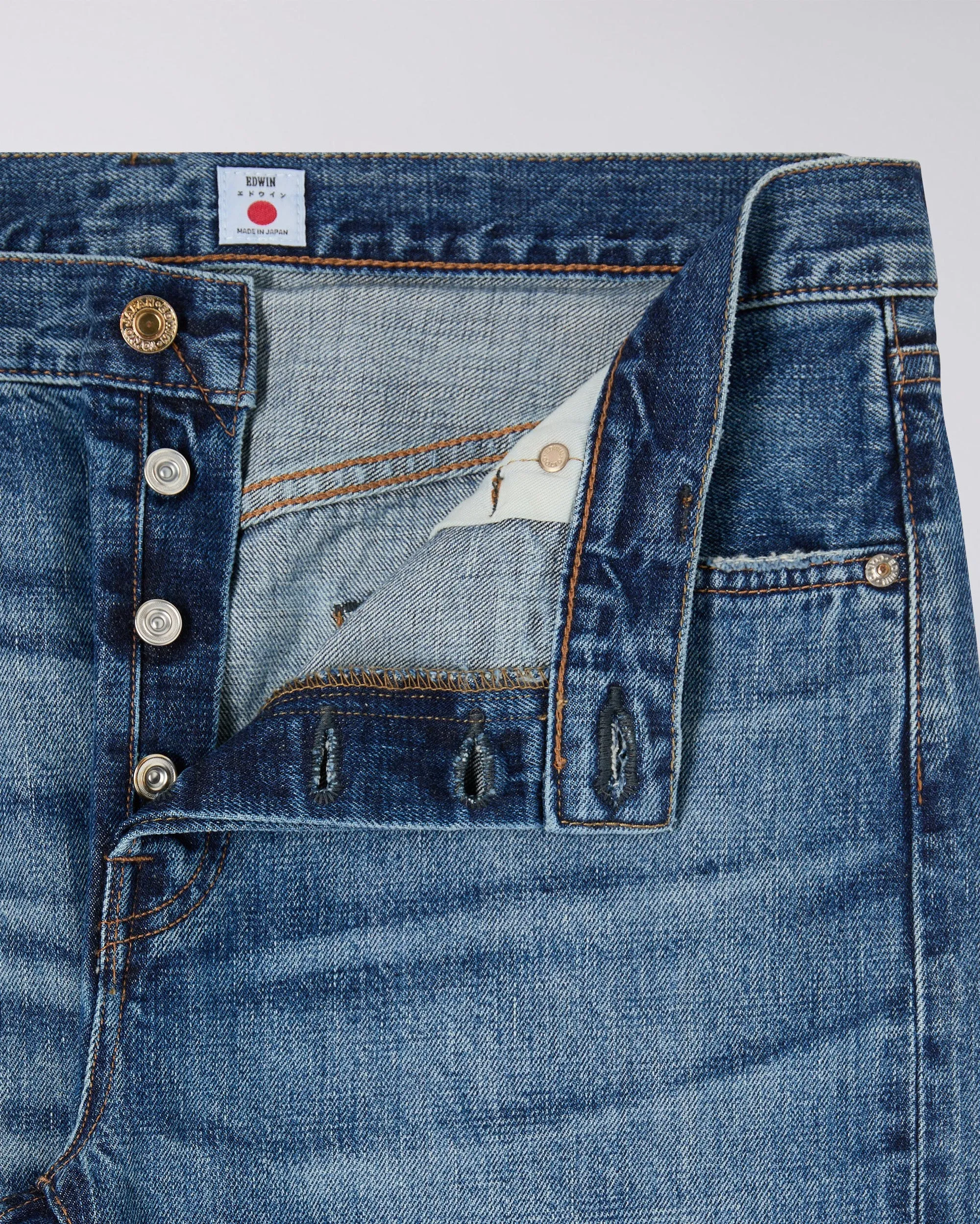 Edwin Made In Japan Slim Tapered Mens Jeans - 13.5oz Kaihara Dark Pure Indigo Rainbow Selvage Denim / Mid Dark Wash