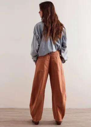 Free People - Good Luck Mid-Rise Barrel Jeans - Brown