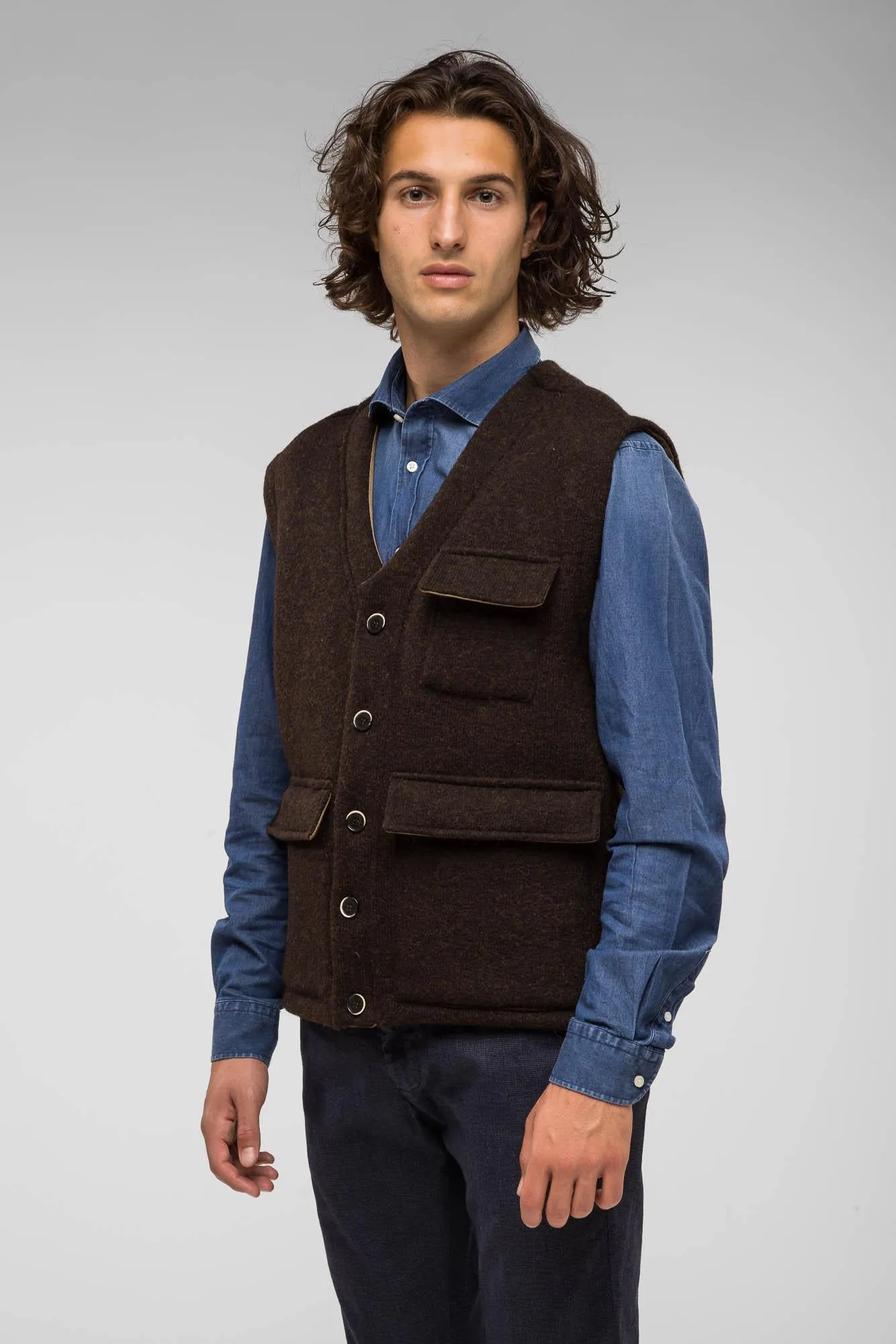 GILET IN LANA MARRONE