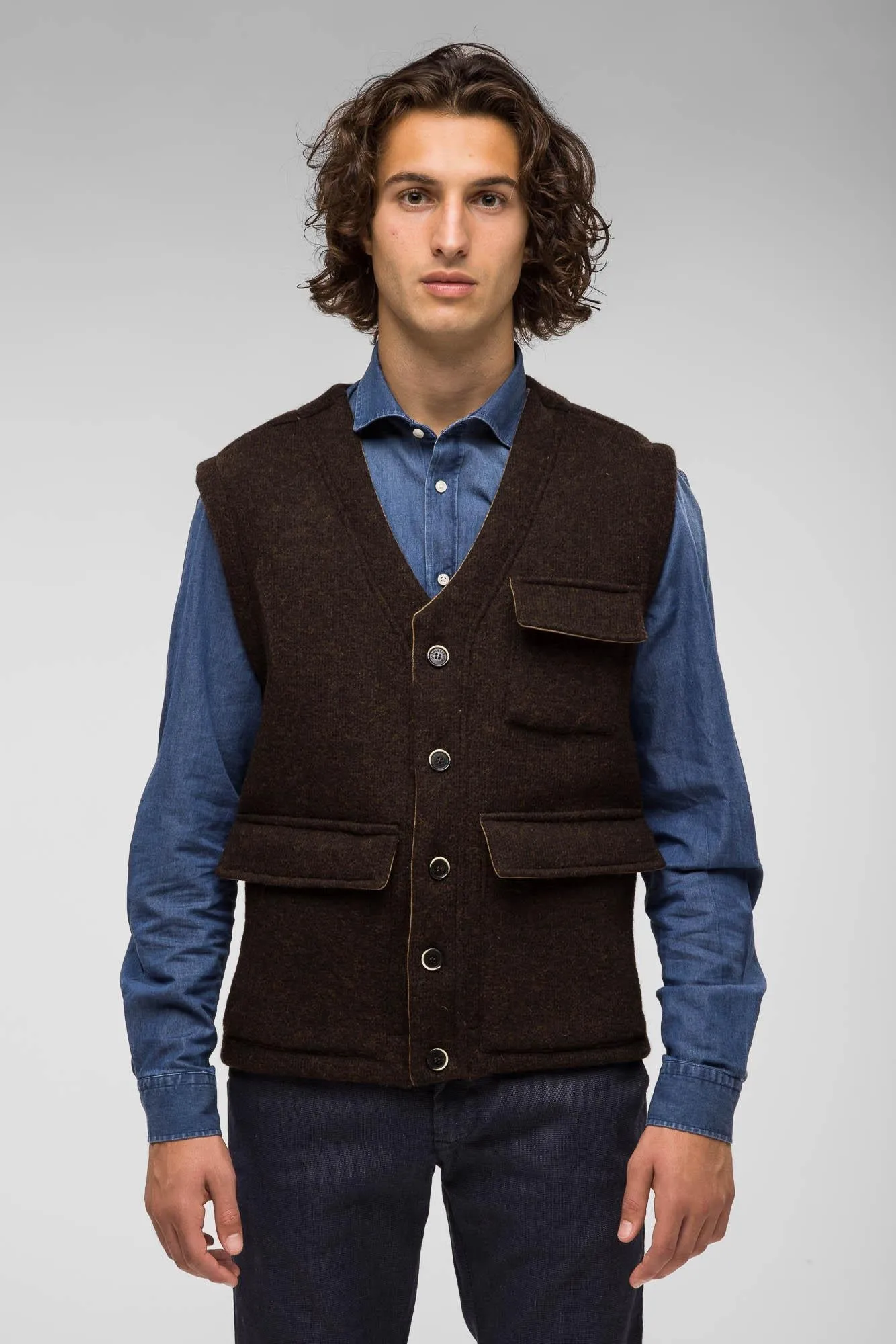 GILET IN LANA MARRONE