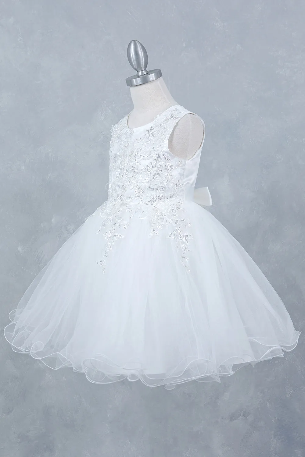 Girls Butterfly Applique Layered Tulle Dress 2-12