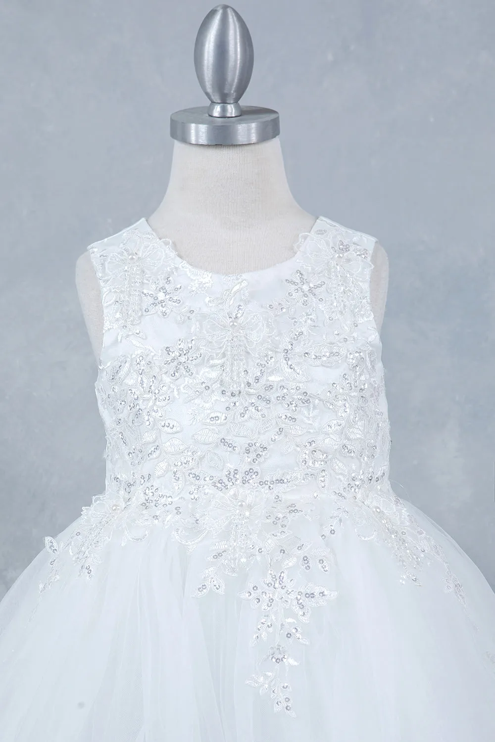 Girls Butterfly Applique Layered Tulle Dress 2-12
