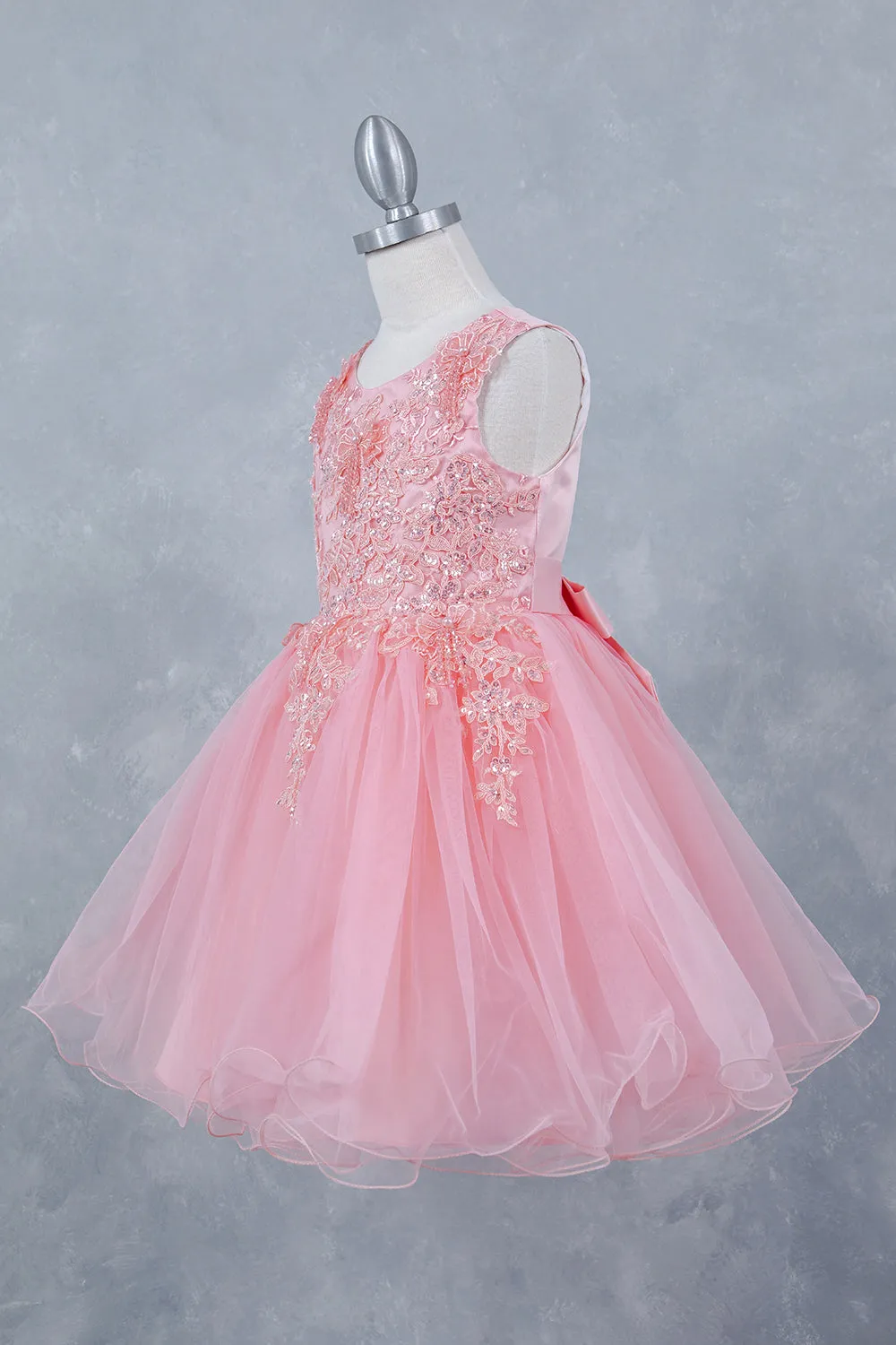Girls Butterfly Applique Layered Tulle Dress 2-12