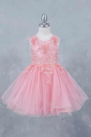 Girls Butterfly Applique Layered Tulle Dress 2-12