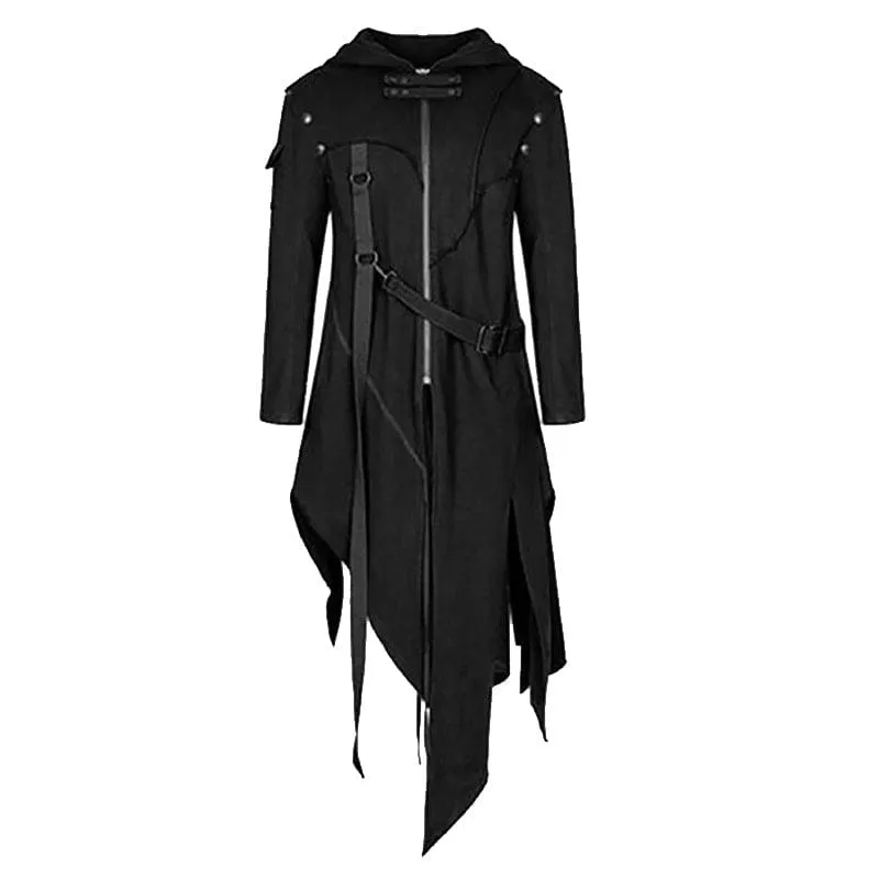 Gothic Long Steampunk Victorian Style Mens Tailcoat in Burgundy and Black