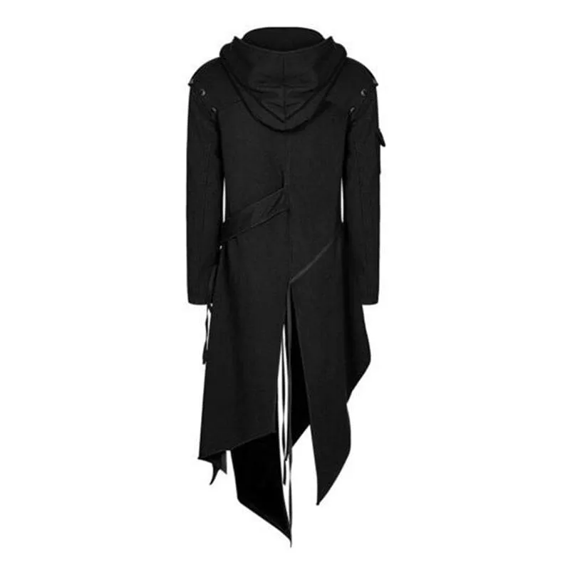 Gothic Long Steampunk Victorian Style Mens Tailcoat in Burgundy and Black