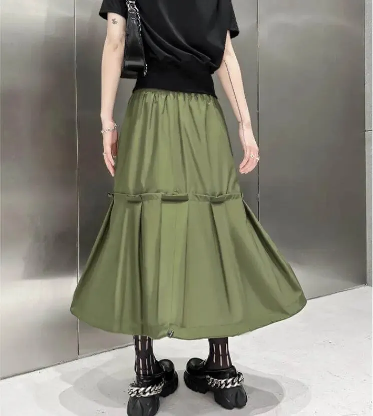 High Waist Skirt for Women's Street Style Army Green Skirt