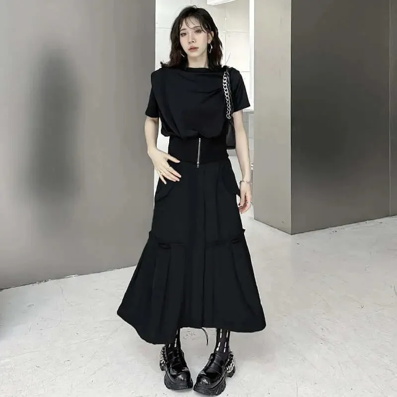 High Waist Skirt for Women's Street Style Army Green Skirt
