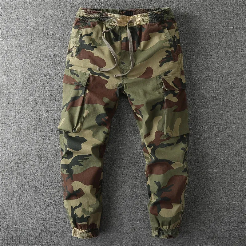 Hnzxzm 2024 Spring Men's Camouflage Hiking Pants Casual Camouflage Multi-Pocket Cargo Joggers Trousers Male Work Overalls Pants