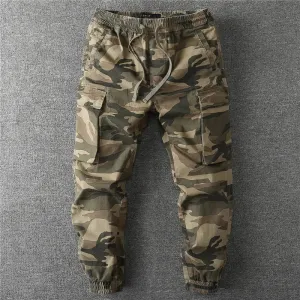 Hnzxzm 2024 Spring Men's Camouflage Hiking Pants Casual Camouflage Multi-Pocket Cargo Joggers Trousers Male Work Overalls Pants
