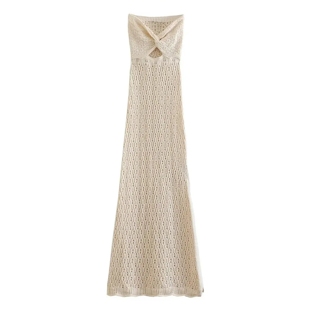 Hollow Mesh Knit Dress