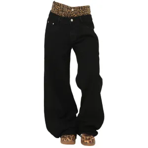 Inner Leopard Layered Jeans