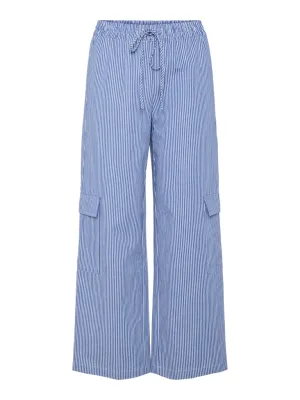 Jayla Mid Waist Pants Stripe Marina/ Bright White