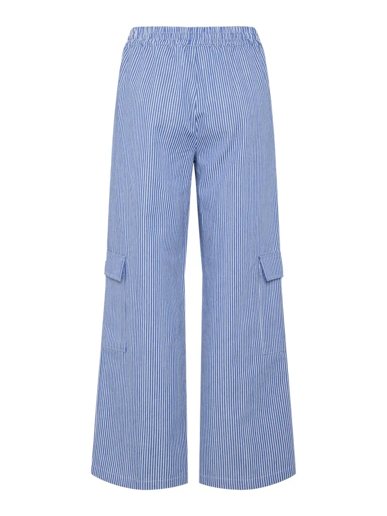 Jayla Mid Waist Pants Stripe Marina/ Bright White