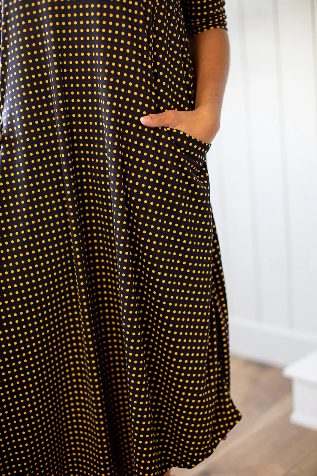 Jessi Dress Dark Navy & Gold Dot