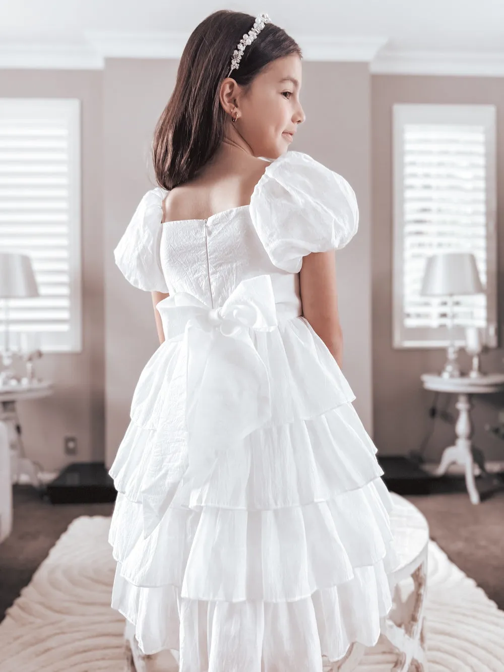 Josie Layered White Girls Dress