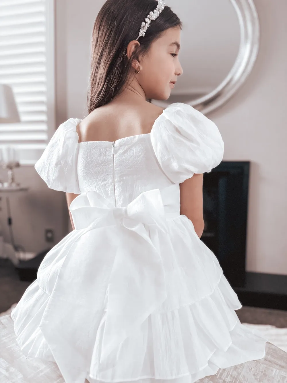 Josie Layered White Girls Dress