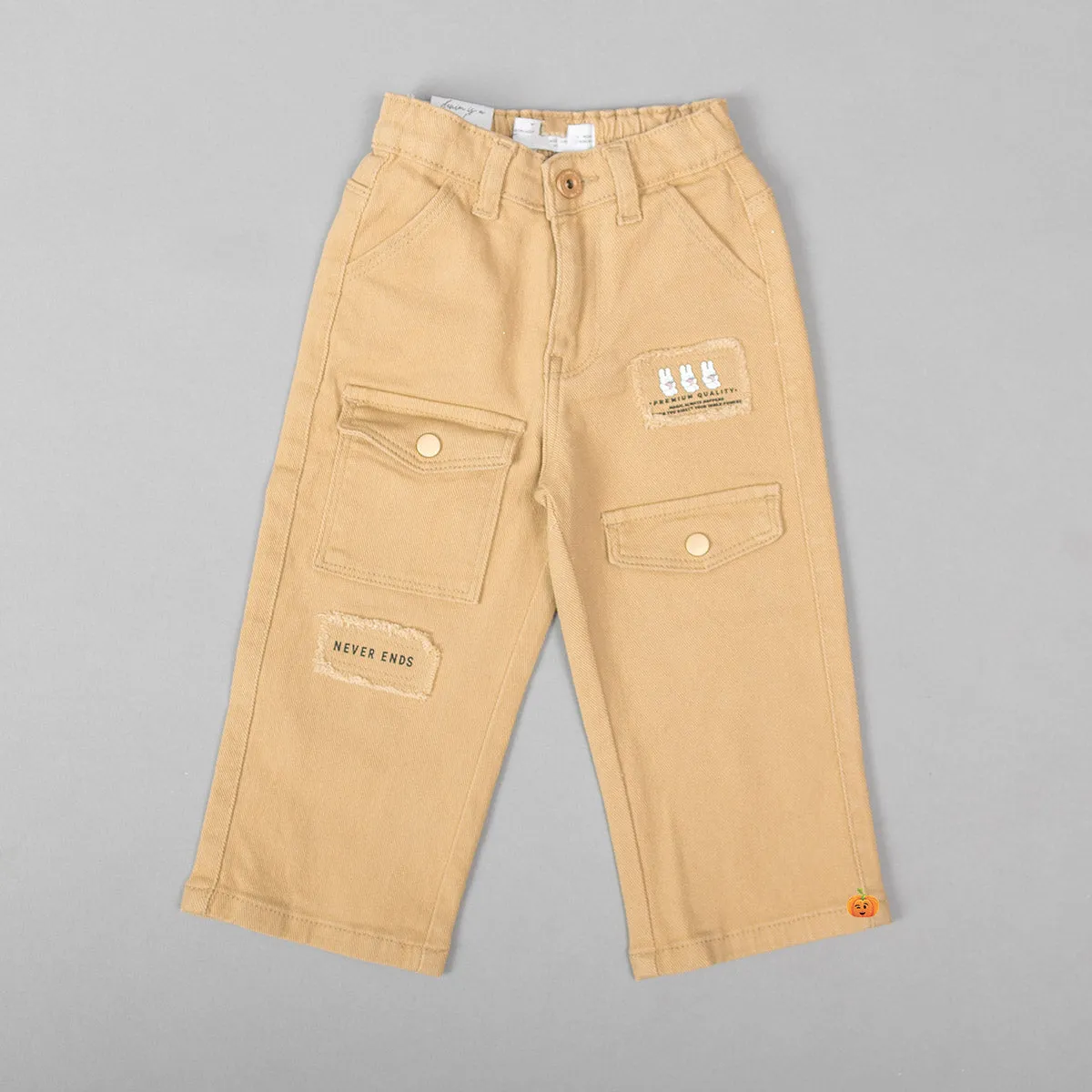 Khaki & Black Girls Cargo Pant