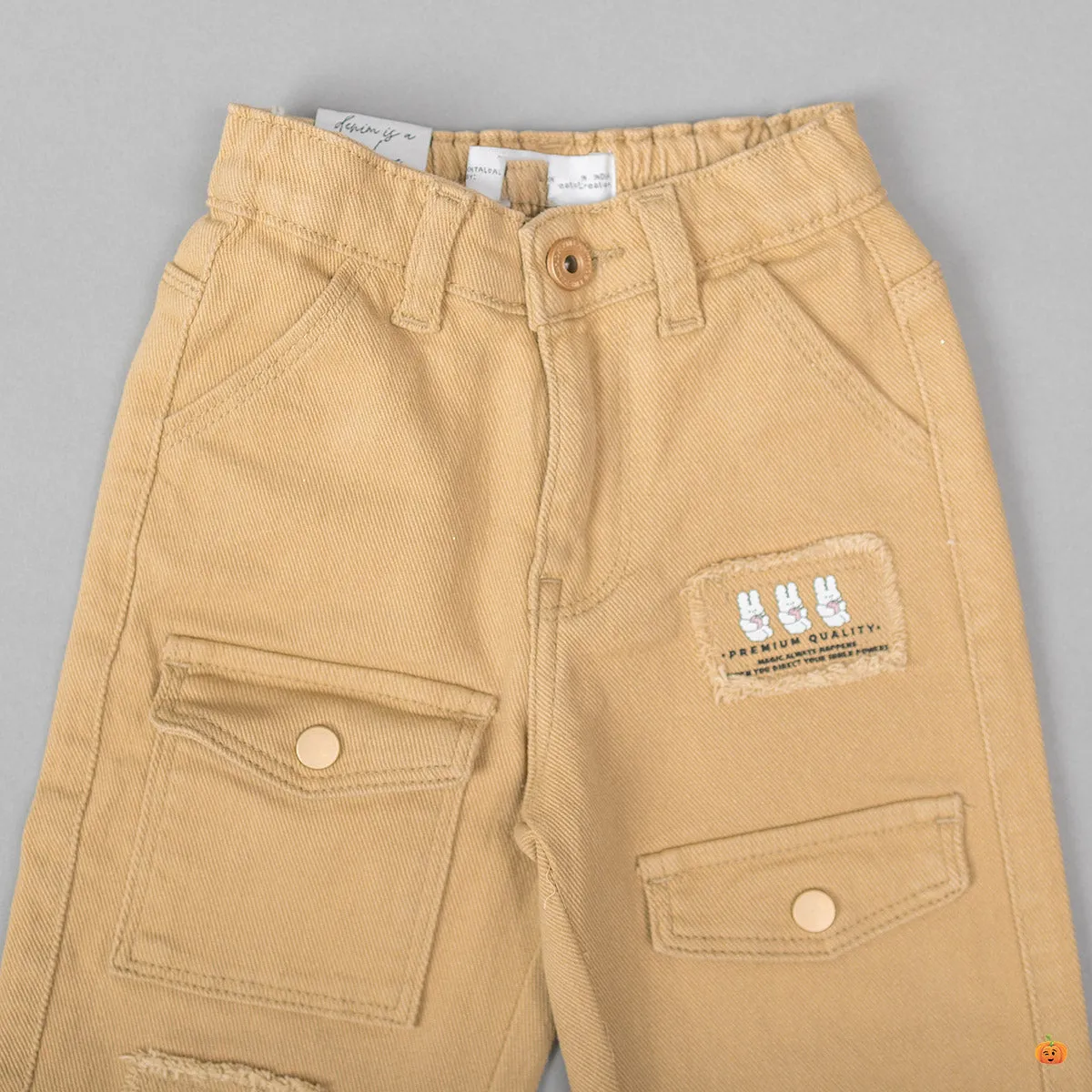 Khaki & Black Girls Cargo Pant