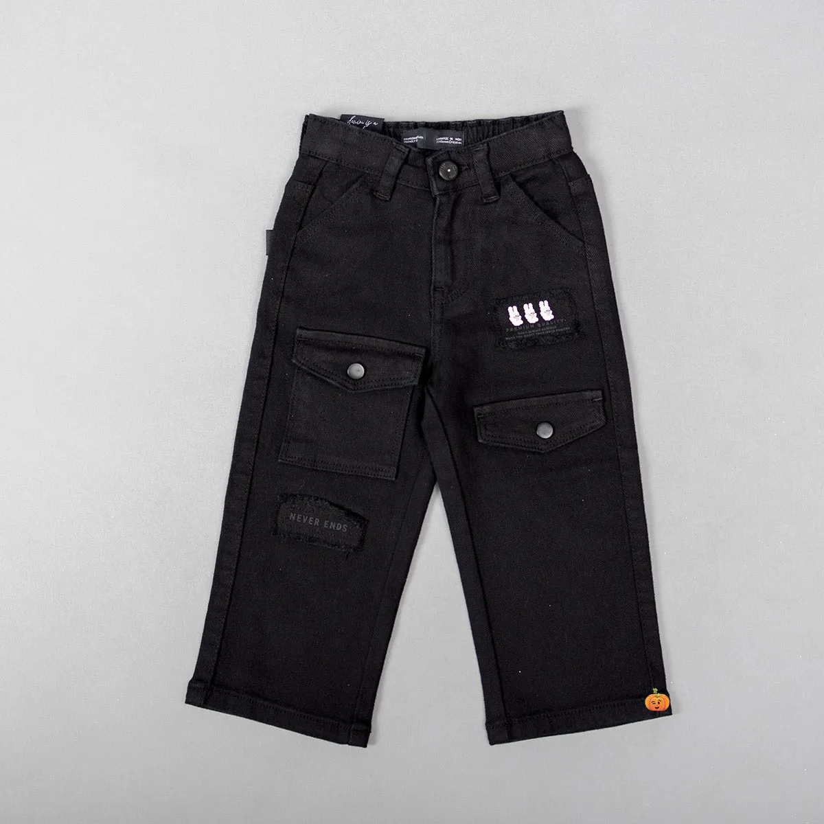 Khaki & Black Girls Cargo Pant